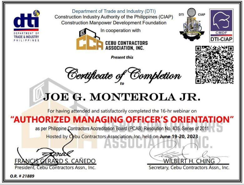 JCST AMO Certificates